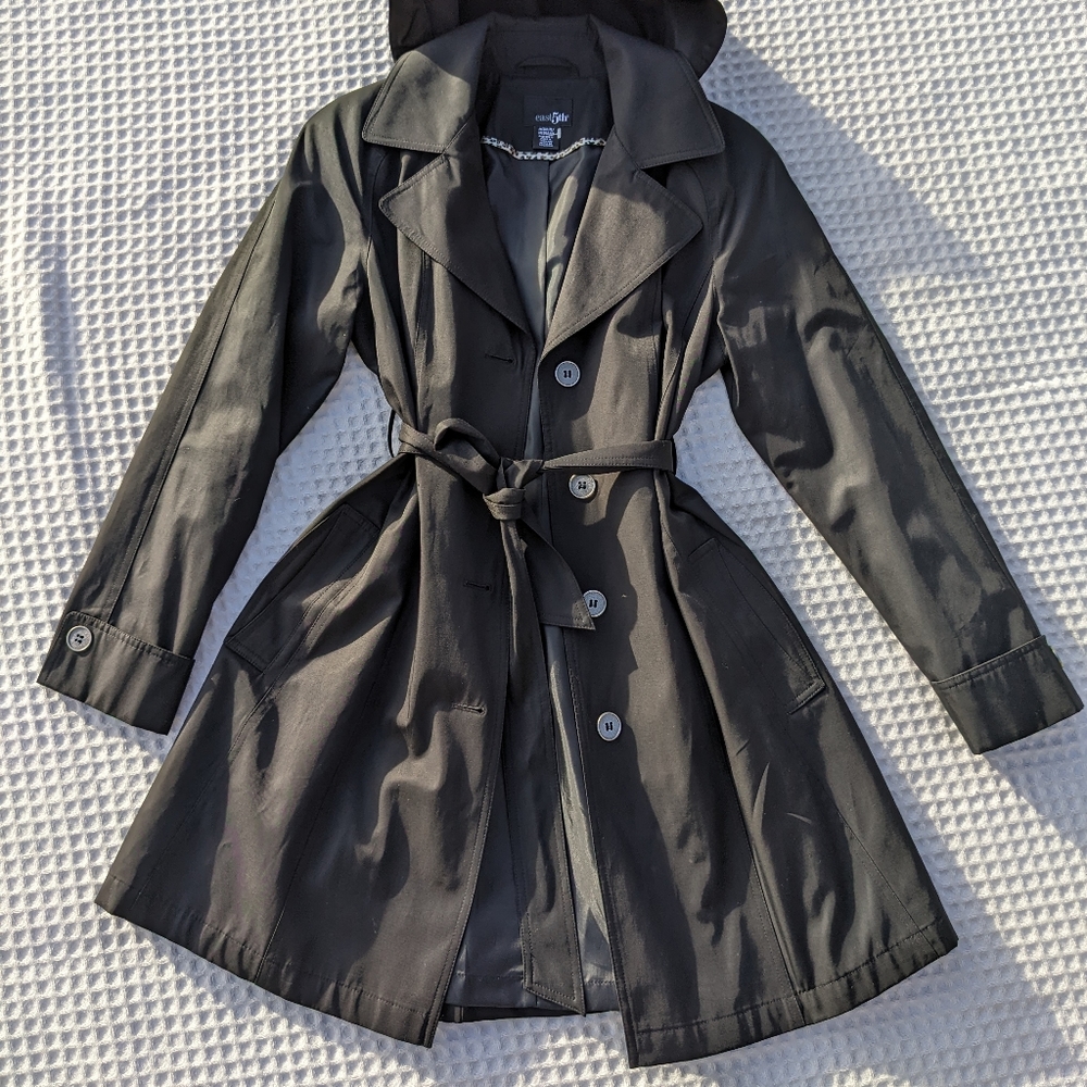 East 5th Trench Coat Jacket Belted Black M